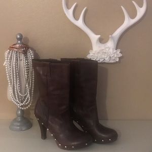 Michael Kors Mid-Calf Leather Stiletto Boot